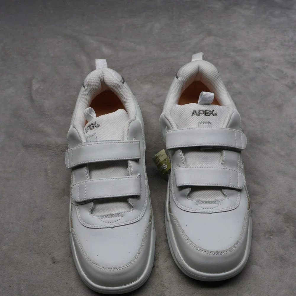 Apex Mens 10 Wide Walking Shoes‎ White Double Strap Ambulator Casual Comfort NEW